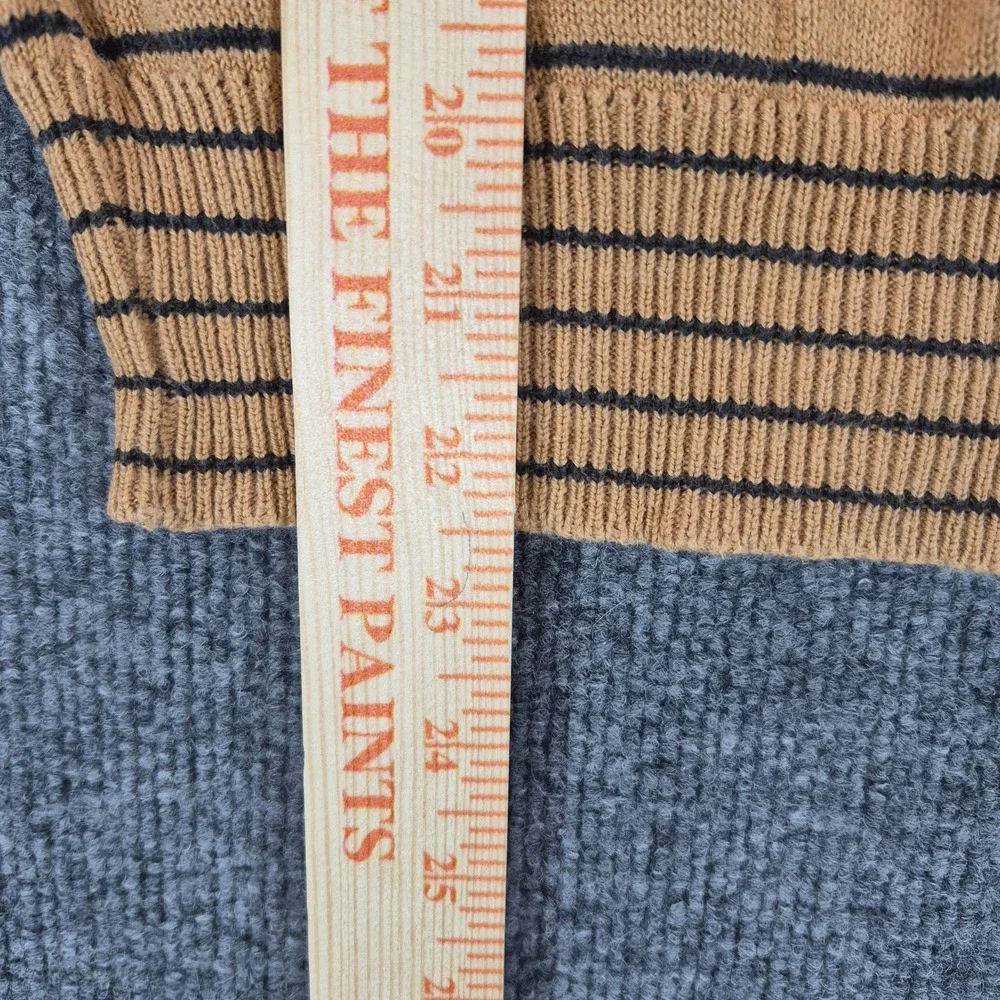 Izod Lacoste Sweater Short Sleeve Striped Small Tan Women